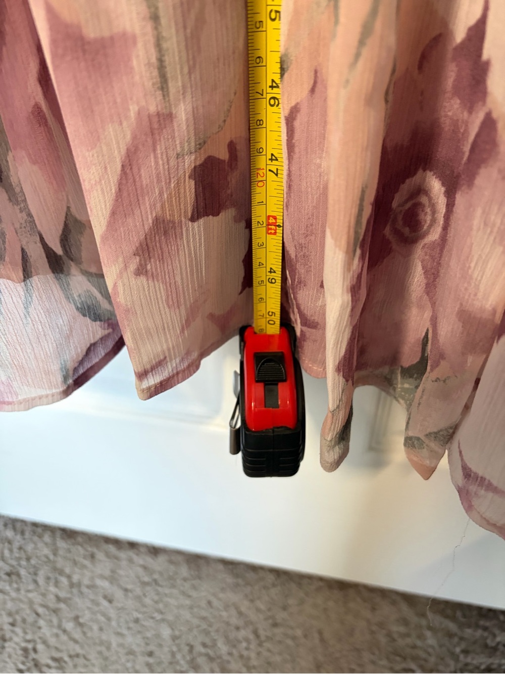H&M Pink and Cream Floral Tiered Maxi Dress with Tie Neck - Picture 6 of 8
